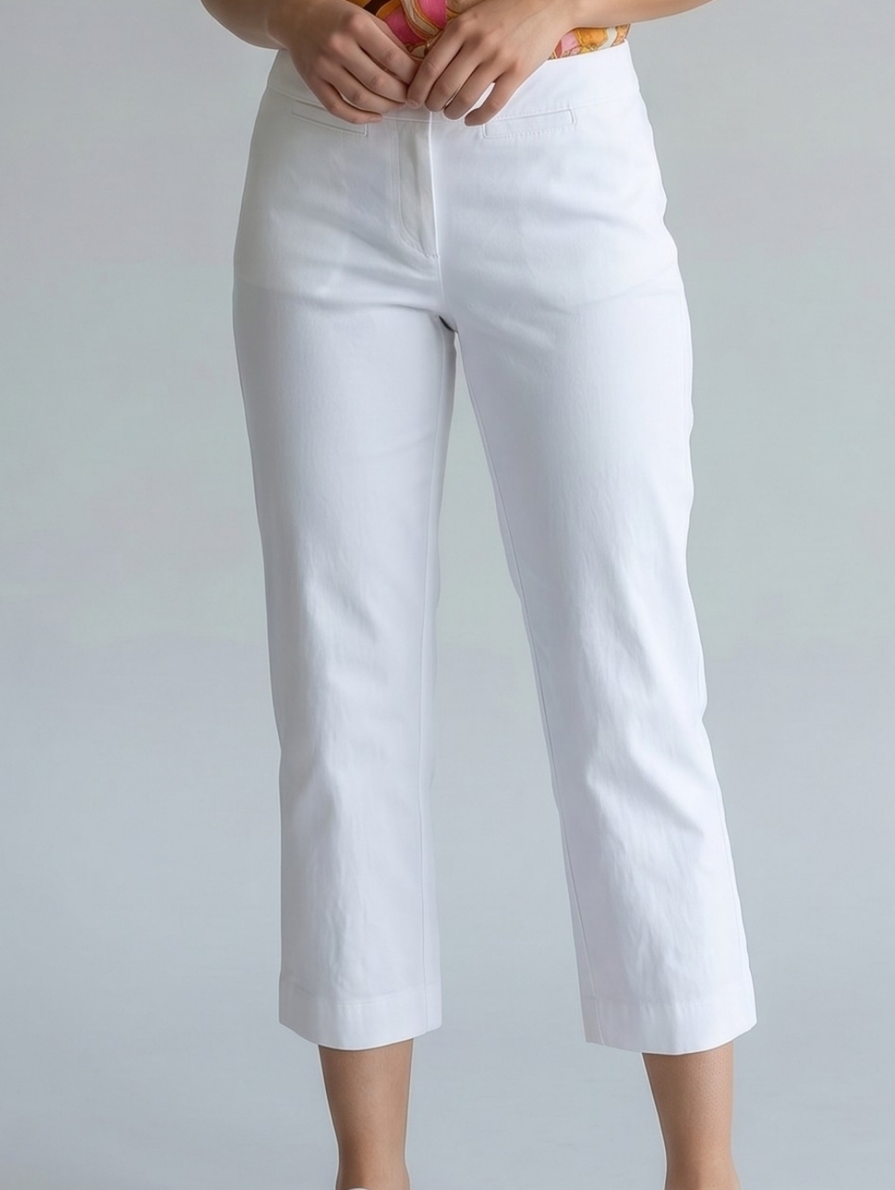 Milly Of New York White Cotton Crop Pants 4